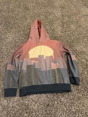 kidpik Boys Kids Hoodie Sunset Cityscape Graphic Large